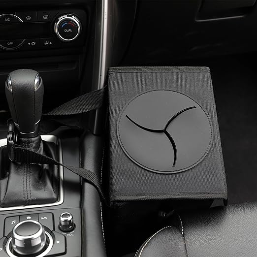 AOKJOY Car Garbage can with lid Leak Proof Vehicle Trash Can 3 Storage Pockets Hanging Waterproof car Trash Bag for SUV Black
