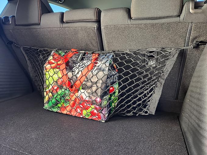 Back Seat Style Automotive Elastic Trunk Mesh Cargo Net for Honda HRV LX Sport EX-L 2023-2026 - Premium Trunk Organizer and Storage - Luggage Net for Crossover - Best Car Organizer for Honda HRV