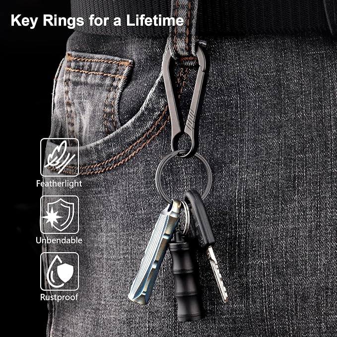 Titanium Key Rings Heavy Duty Side Push Split Key Chain Rings for Key Carabiner Quick Release Keychain