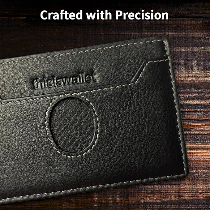 2 Card Minimalist Wallet for Men & Women - Genuine Leather Ultra Thin Black Credit Card Holder - Compatible with American Express Platinum