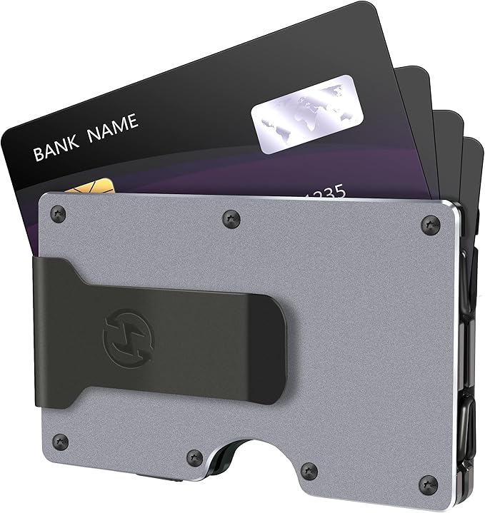 Minimalist Wallets for Men | American USA Flag and Eagle | Aluminum RFID Blocking Metal Wallet | Front Pocket EDC Pull Wallet | Slim Tactical Wallet | Carbon Fiber Card Holder