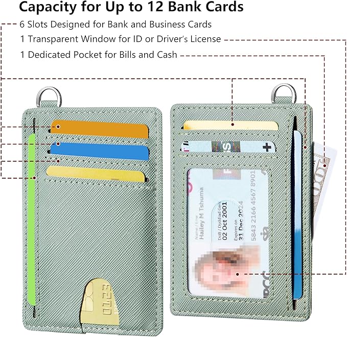 Mayski Slim Wallet, Credit Card Holder for Women, Minimalist Front Pocket RFID Blocking Card Cases, Small Wallet Women Men(Saffiano Seaweed)