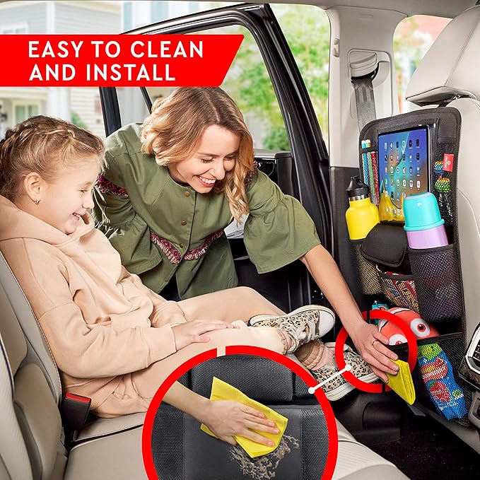 Helteko Car Seat Organizer, Ultra Version Kids Backseat Car Organizers and Storage, Waterproof Back Seat Protector Kick Mats with Tablet Holder 12 in, Car Accessories Interior and Travel Essentials.