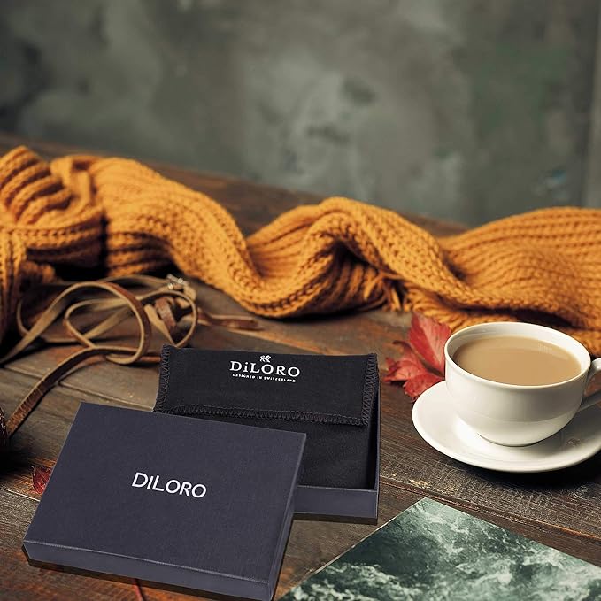 DiLoro Mens Wallet Full Grain Genuine Leather Slim Minimalist Front Pocket Bifold Soft Nappa RFID Protection (Tan)