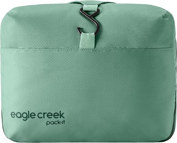 Eagle Creek Pack-It Hanging Toiletry Kit - Dual Compartment Toiletry Kit for Keeping Small Items Organized - Water Resistant - Top Grab Handle - Zipper Pouch - Willow Green