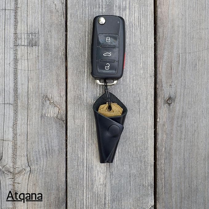 Leather Key Wrap Cover (Premium Leather) - Key Organizer | Motorcycle Keychain Wrap (Extra Dark Brown)