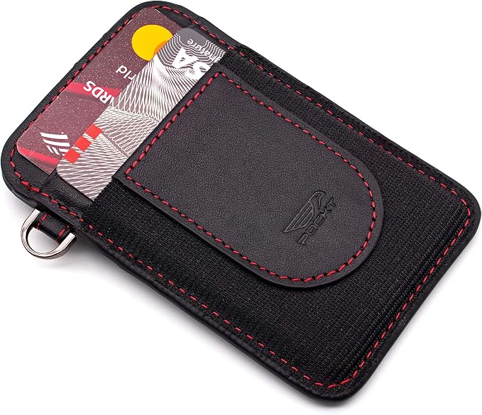 POCKT Card Holder Wallet For Men and Women - Slim Minimalist Front Pocket Wallet Elastic Credit Card Holder Genuine Leather RFID Blocking Card Case Wallets