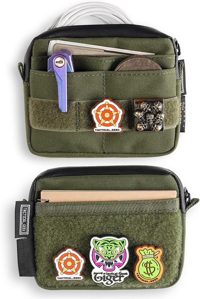 TACTICAL GEEK Storage A3 EDC Pouch Organizer, Nylon Multi-Functional Utility Small Tool Pocket, Multi-Purpose Molle EDC Gadget Storage Pouch, Nylon Compact Organizer for Daily Carry Green