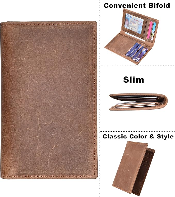 Slim Thin ID/Credit Card Holder RFID Genuine Leather Bifold Front Pocket Wallet