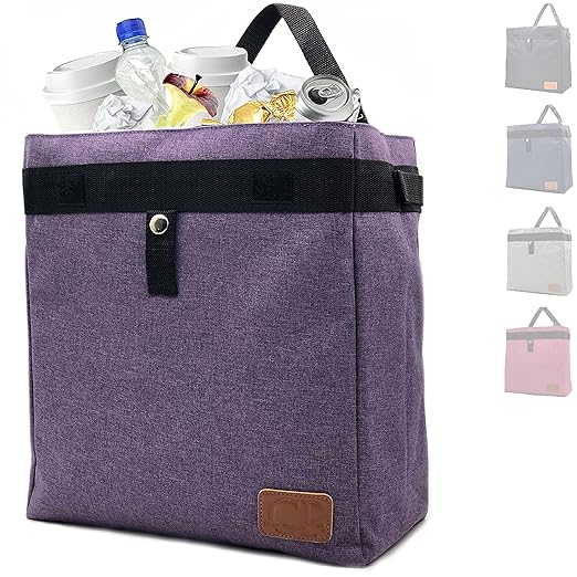 Car Trash Can Hanging for Headrest, Extra Large Waterproof Auto Garbage Bag Organizer, Collapsible Vehicle Waste Bin (Purple)