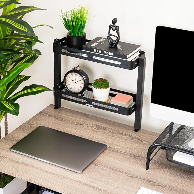 Mind Reader 2-Tier Desk Organizer with Clamp, Accessory Shelf