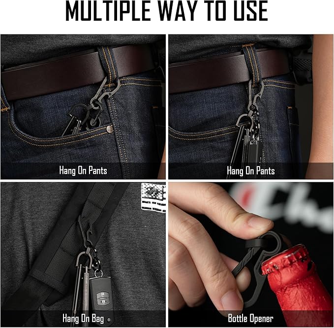 KeyUnity KM01 Titanium EDC Keychain Clip with Bottle Opener, Quick Release Carabiner Key Ring Holder for Men