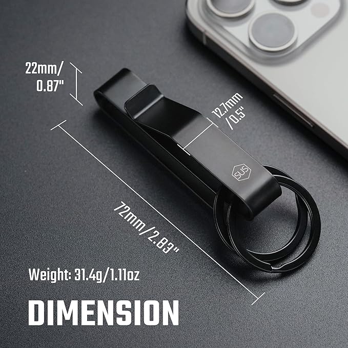 KeyUnity KS08 Practical Stealth Key Ring Holder for Police & Firefighter Duty Belt, Double Side Quick Release Key Holder
