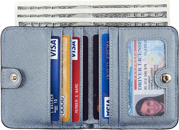 Toughergun Women’s Small Slim Leather Wallet with RFID Protection, Compact Bifold Mini Purse with Clear ID Window