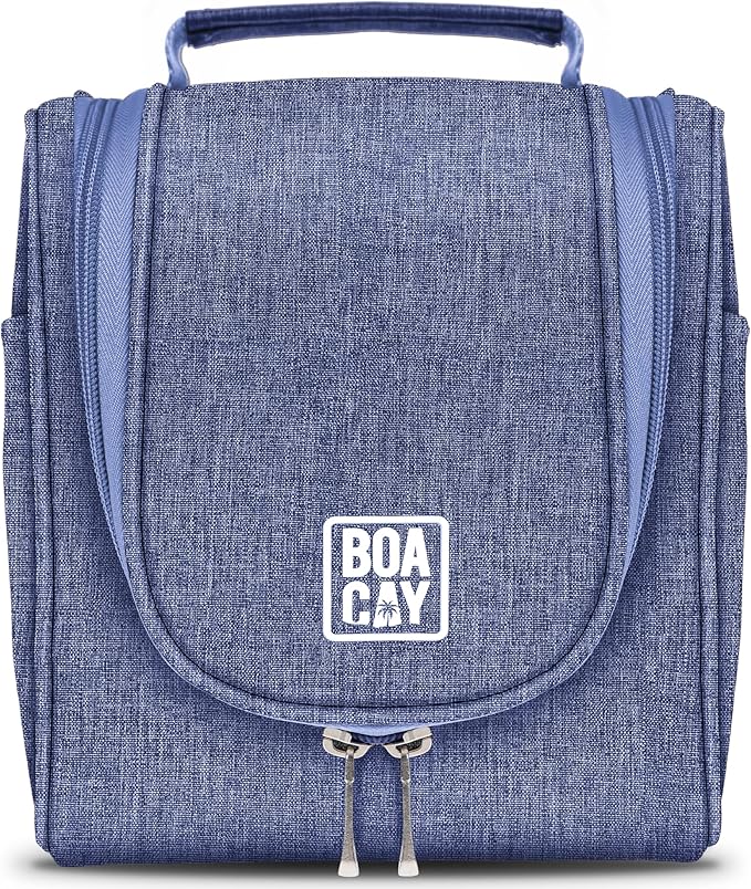 BOACAY Small Hanging Travel Toiletry Bag for Women and Men, Makeup Bag, Bathroom & Shower Organizer Kit for Accessories, Cosmetics, Travel Essentials
