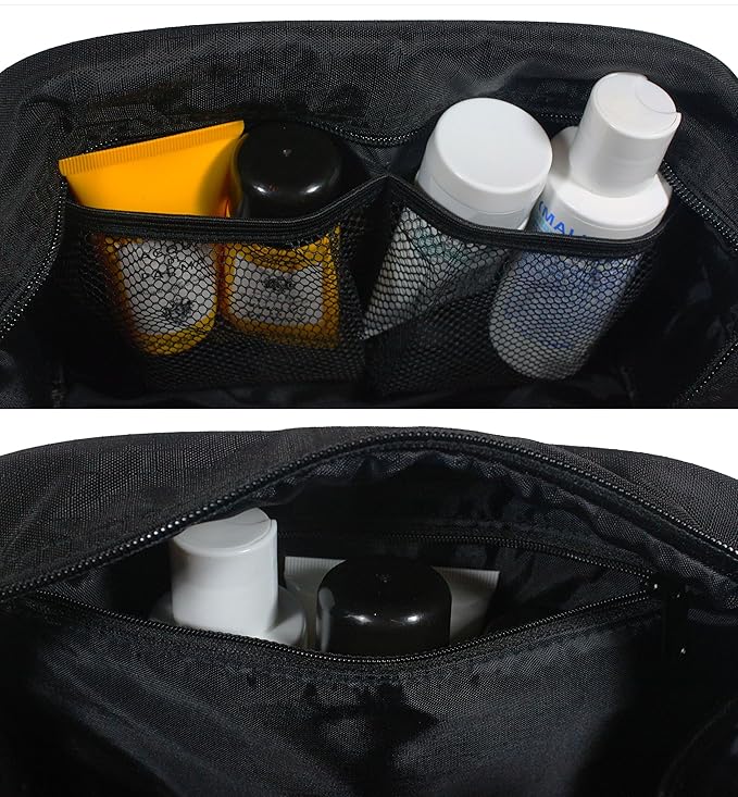 Waterproof Nylon Dopp Kit - Shaving Toiletry Bag Organizer (Black)