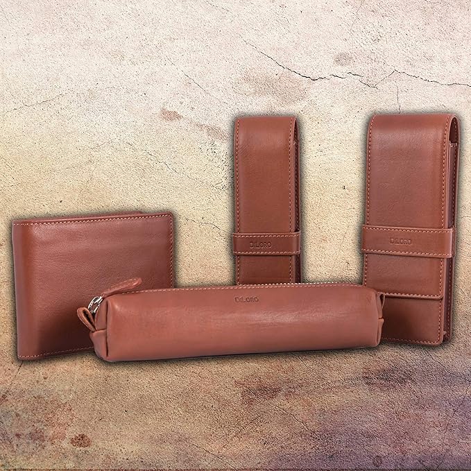 DiLoro Mens Wallet Full Grain Genuine Leather Slim Minimalist Front Pocket Bifold Soft Nappa RFID Protection (Tan)