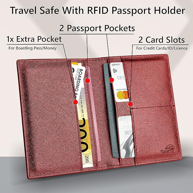 2 Passport Holder - Travel Essentials, RFID Blocking Wallet Credit Card Organiser, Plain Accessories Slim Cover For Men & Women | Travel Essentials, RFID Blocking, Wallet, Accessories, Slim Cover