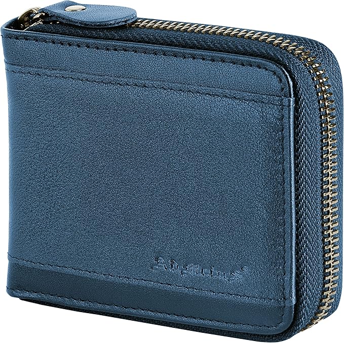 Admetus Mens RFID Blocking Wallets Zipper Leather Wallet for Men Bifold RFID Card Holder