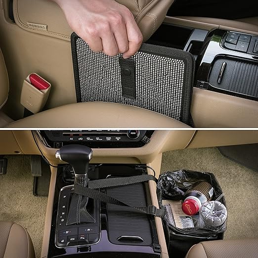 KMMOTORS Jopps Bling Car Trash Can – Foldable Diamond-Style Bin with Strap, PU Leather & Oxford, Waterproof, Sparkly Cubic Finish for Glam Interiors (Medium, Diamond Black)