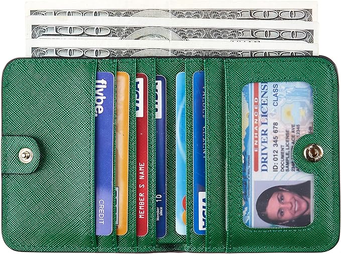 Toughergun Women’s Small Slim Leather Wallet with RFID Protection, Compact Bifold Mini Purse with Clear ID Window