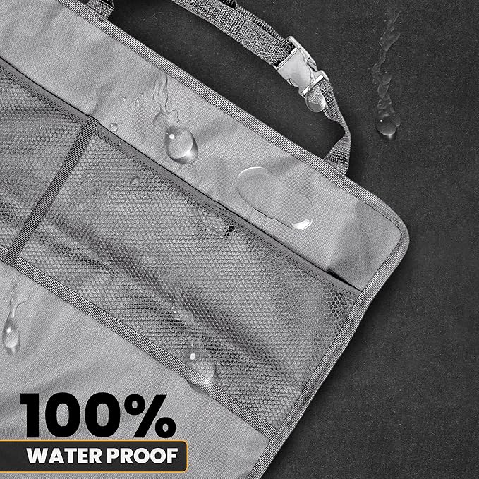 EcoNour 2-Pack Back of Seat Protector for Kids Feet | Grey Oxford Fabric Car Kick Mats with 2 Pocket Organizer | Seat Protector for Vehicles from Dirt, Mud & Scratches | Car Accessories