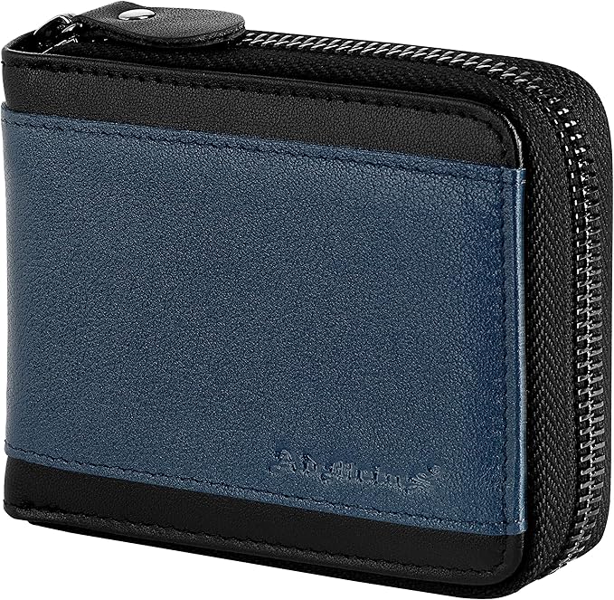 Admetus Mens RFID Blocking Wallets Zipper Leather Wallet for Men Bifold RFID Card Holder