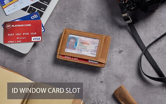 Toughergun Slim Wallet for Men RFID Blocking Money Clip, Minimalist Front Pocket Credit Card Holder, Magnetic Thin Mens Wallets with ID Window