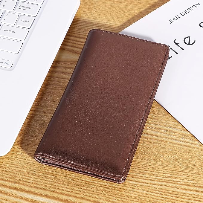 Sanlykate Leather Checkbook Cover for Men and Women, Check Book Case Card Holder with Free Divider, Standard Register Duplicate Checks with pen inserts