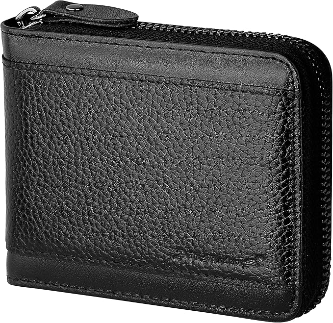 Admetus Mens RFID Blocking Wallets Zipper Leather Wallet for Men Bifold RFID Card Holder