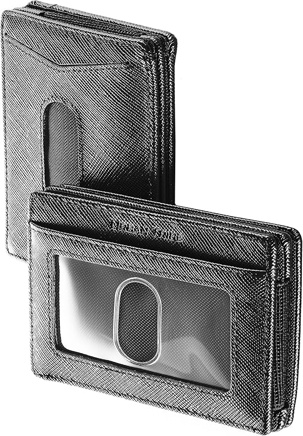 Compact RFID Sleeve Wallet Premium Leather Minimalist Money Clip Card Holder 10 Cards