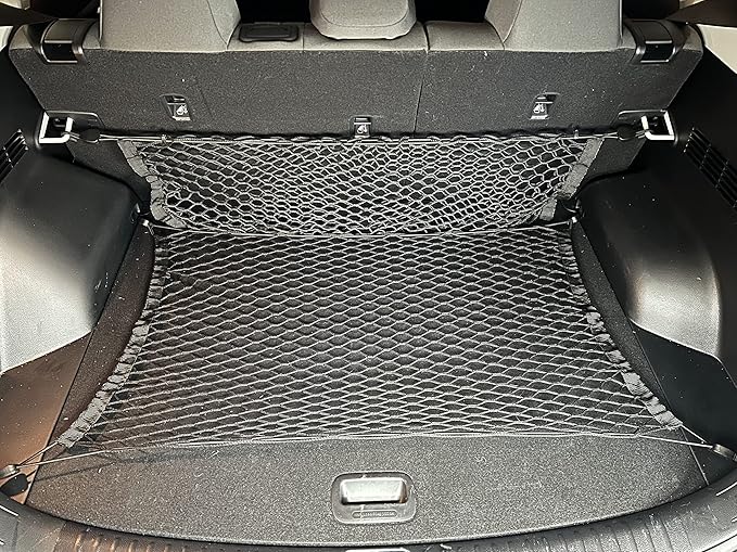 Rear Envelope + Floor Style Elastic Trunk Mesh Cargo Net for Kia Seltos S LX EX SX 2021-2025 - Premium Trunk Organizer and Storage - Luggage Net for Crossover - Best Car Organizer for Kia Seltos