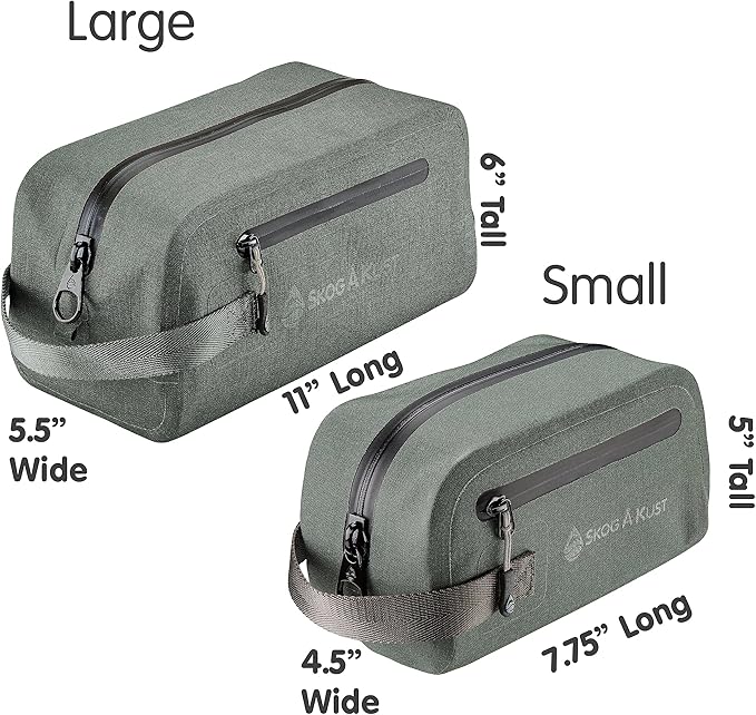Skog Å Kust DoppSak Waterproof & Leak-proof Travel Toiletry Bag (Grey, Large)