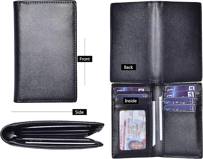 Slim Thin ID/Credit Card Holder RFID Genuine Leather Bifold Front Pocket Wallet
