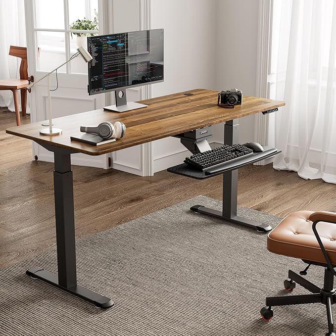 EUREKA ERGONOMIC Height Adjustable Mouse & Keyboard Tray Under Desk, 28x10'' Large Slide Out Swivel Tilt Computer Keyboard Drawer with Pad for Gaming Home Office, Dual Mount