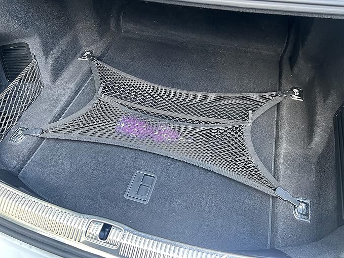 Floor Style Automotive Elastic Trunk Mesh Cargo Net for Audi A8 S8 2018-2025- Premium Trunk Organizers and Storage - Luggage Net for Sedan- Best Car Organizer for Audi A8 S8 Long (D5)
